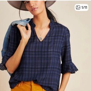 Anthropologie Top Plaid Top S